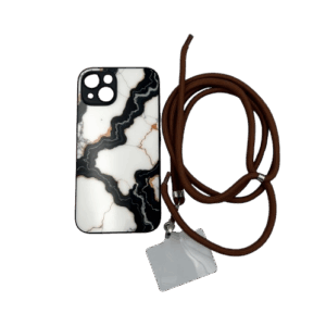 Θήκη Σιλικόνης για iPhone 14 με κορδόνι λαιμού & σχέδιο Marble
