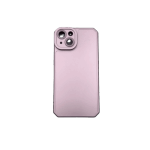 Θήκη Σιλικόνης Metallic με γωνίες για iPhone 14 - ροζ