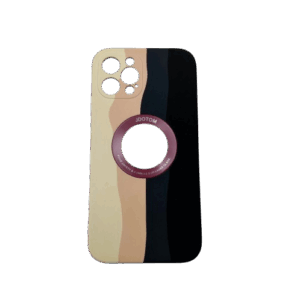 Θήκη Σιλικόνης με διάφανο κύκλο για iPhone 12 Pro- κίτρινο/μάυρο