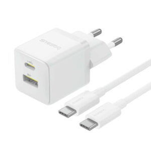 BASEUS PALM ΦΟΡΤΙΣΤΗΣ ΓΡΗΓΟΡΗΣ ΦΟΡΤΙΣΗΣ, 2 ΘΥΡΕΣ, ΚΑΛΩΔΙΟ TYPE-C ΣΕ TYPE-C, 20W, ΛΕΥΚΟΣ